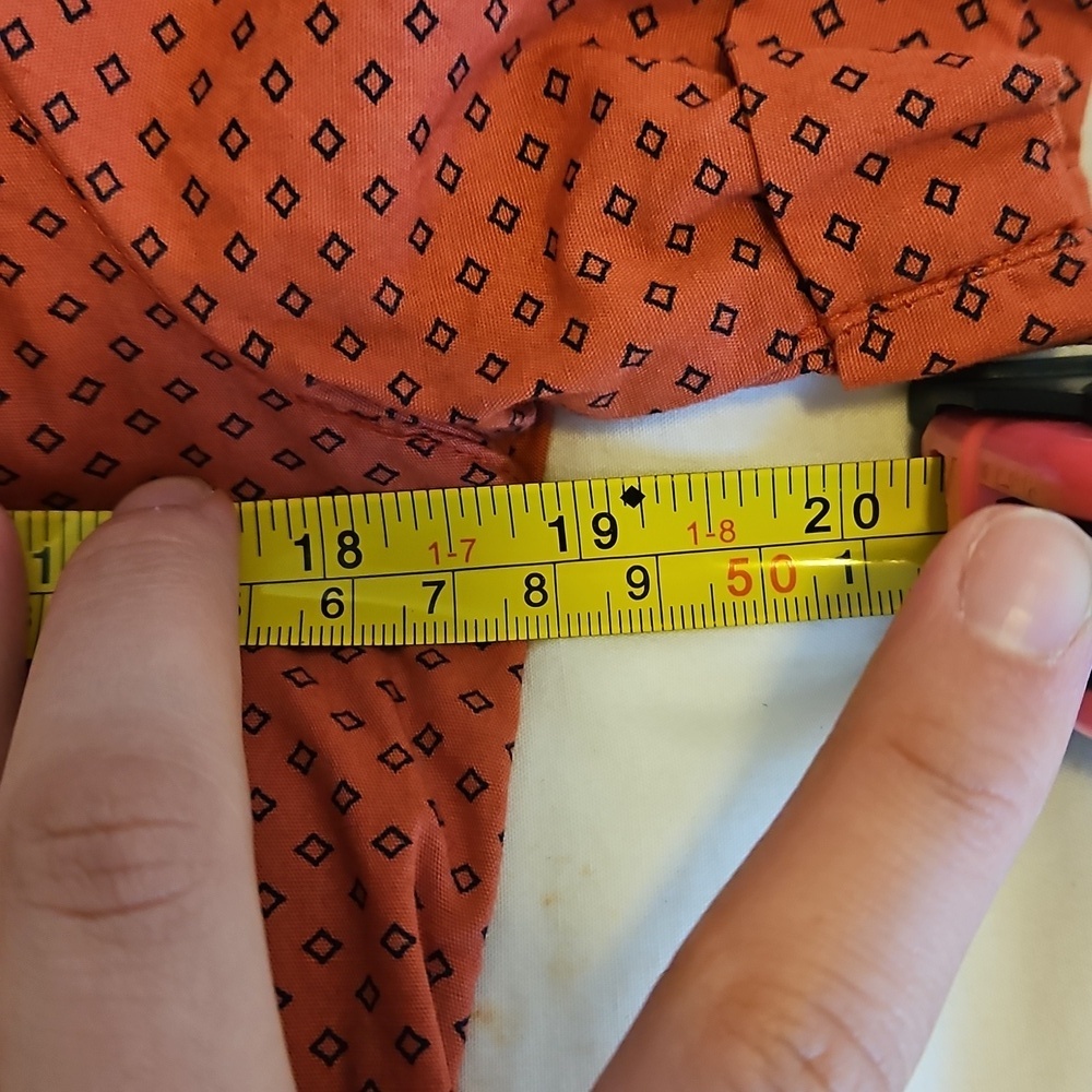 Men's Burnt Orange Micro Print Short Sleeve Shirt - Picture 5 of 5